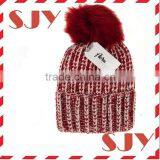 Custom Women's Thick Cable Knit Beanie Hat With Soft Faux Fur Pom Pom thumbnail-2