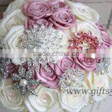 Elegant Bridal Bouquet Wedding Bouquet Made by Satin Roses Brooches Handmade Vintage Inspired Alternative thumbnail-1