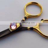 Fly Tying Razor Scissors 4" Pink Gem Stone Knob Black & Gold Coating/Razor Scissors thumbnail-1