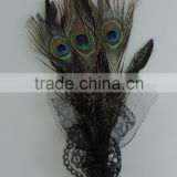 Beautiful peacock feather headdress hair accessories with grenadine