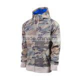 Custom Street Wear Pocket Front Men Camo Printed Full Zip Hoodie thumbnail-1