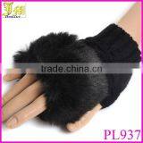Fashion Cute Faux Rabbit Fur Hand Winter Warmer Knitted Fingerless Gloves Mitten Wholesale thumbnail-1