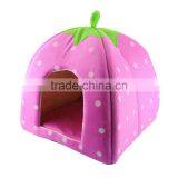 Pink Foldable Sponge Pet Dog Cat House Tent Bed Strawberry Shape Warm Kennel M thumbnail-1
