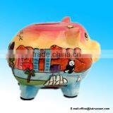 San Diego Rainbow Colors Hand Painted Piggy Bank thumbnail-1