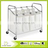 Chrome and Canvas Four Section Laundry Sorter thumbnail-1