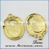 Flowers Shape Round Blank Pendant ,alloy Pendant Base for Cabochons,fashion Necklace Pendant Tray thumbnail-1