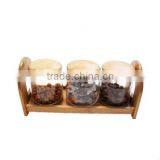 Spice Rack With Glass Jar, Bamboo Spice Rack Set, Wooden Spice Rack