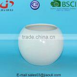 BSCI Audited Factory White Glazed Ceramic Ball Shaped Planter Succulent Pot thumbnail-1