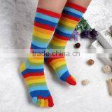 High Quality Long Section Colorful Strip Five Fingers Socks Long Stocking Toes Socks thumbnail-4