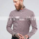 Latest Design Custom Long Sleeve Mens Pre-Shrunk 97% Cotton 3% Elastane Lightweight Check Print Skinny Fit Casual Shirts thumbnail-1