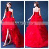 Sexy Short Front Long Back Lace Red Wedding Dress China thumbnail-1