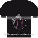 Custom Rhinestone Logo Bling Softball With Cute Bowknot Iron on Rhinestone Transfer Motif Design for T-shirt thumbnail-1