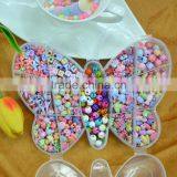 Butterfly shaped loose beads set box kids fashion beads jewelry acessories acrylic loose beads for children gift