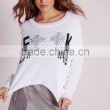 MGOO 2017 Latest Design Custom Made Women Christmas Jumper White Cropped Sweater Long Sleeve thumbnail-4