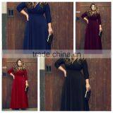 2016 Wholesale New Arrival Fashion Sexy Long Sleeve Deep V-neck Plus Size Dresses for Fat Women thumbnail-2