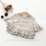 Latest saree blouse designs photo Customized kids clothing Bamboo cotton ruffle grey girl top