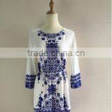 2016 Women Retro Pattern Printing Winter Dress With Belt thumbnail-4