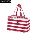 Personalized Striped Monogram Large Zipper Tote Bag thumbnail-4