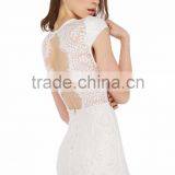 Sexy v Neck Cap Sleeve Cap Lace Dress for Lady thumbnail-3