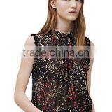 Ladies Sleeveless Thin Dotted Chiffon Shirt Tops Design thumbnail-1