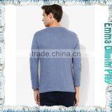 Navy Mens Buttons Placket Blank Long Sleeves T-Shirts thumbnail-2