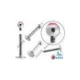 Fashion Surgical Steel Internally Threaded Labret Lip Piercing Jewelry With Bezel Setting thumbnail-1