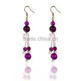 Fashion Purple Color Copper Chain Agate Earrings CA137 thumbnail-1