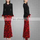 2016 Kebaya Printing Baju Kurung Modern In Black Wholesale Model Baju Kurung Modern Black And Red Islamic Clothing Fashion thumbnail-3