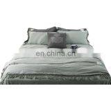 Eco Friendly Comfortable Bohemia Style White Bedding Set 100% Cotton With Ball Fringe thumbnail-2