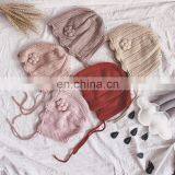 Baby Hat Korean Autumn and Winter Models Children's Warm Knitted Woolen Hat Girls Baby Cute Flower Pullover Hat Trend thumbnail-1