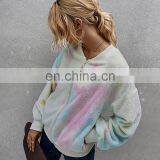 LAITE H2033 Hot Sales Fashion Contrast Color Women's Sweatshirts Ladies Zipper-up Tie Dye Crew Neck Sweatshirt thumbnail-2