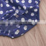 2019 Summer Denim Blue Dot Full Print Infant Rompers Kids Cotton Bodysuits Fly Sleeved Jumpsuits 0-2years thumbnail-6
