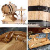 Custom Logo and Stained Color Wooden Wine Barrel With Glass thumbnail-1