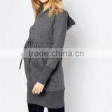 High Quality Custom Autumn Pregnant 100 Cotton Grey Long Style Cotton Maternity Hoodie thumbnail-2