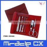 Red PVC Pouch Carbon Steel Manicure Set in a Purse Quality Choice