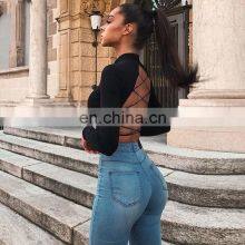 Women Sexy Harajuku Open Back T-shirt Long Sleeve Top Cropped Summer Tops White Clothes Shirt Vintage Tshirt Tee Dropshipping thumbnail-2