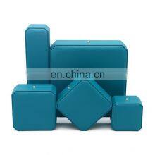 Custom Logo Octagonal Shape Blue Green Color Pu Leather Ring Pendant Earrings Box thumbnail-5