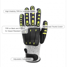 BA Gloves Oil and Gas Resistant Anti Impact & Cut 13G Hi-vis HPPE Liner Nitrile Sandy Coated TPR High Impact Anti Impact Gloves Impact Resistant Gloves thumbnail-2