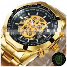WINNER 340 Luxury Gentlemen Mechanical Wrist Watch Stainless Steel Chronograph Wristwatches Business Watch