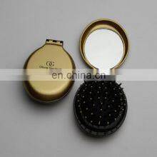 Customized Mini Pocket Size Oval Shaped Foldable Hair Brush With Mirror thumbnail-4