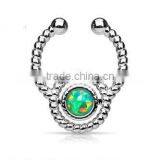 Faux Opal Flax Fake Septum Clicker Nose Piercing Body Jewelry thumbnail-4