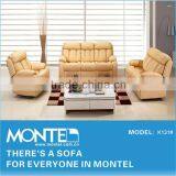 New Model Italy Yellow Leather Sofa thumbnail-1