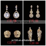 Fashion Bridal Jewelry Type Dubai 24k Gold Plating Brass Earring Stub,Zircon Drop