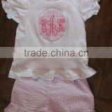 Kids gingham Seersucker Clothing sets With Ruffle bloomers