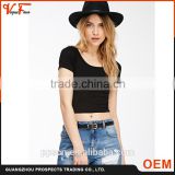 Custom made black and white short sleeve sexy cotton womens crop top for ladies                        
                                                Quality Choice