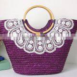 Cheap Price and Low MOQ Fashion Ladies OEM Paper Straw Summer Beach Bags With Handles thumbnail-1