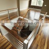 Interior stainless steel railing with wood handrail