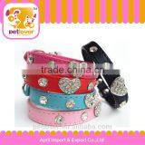 Bling Heart Studded Leather Dog Collar Wholesale thumbnail-1