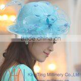 Womens Fancy Straw Hats Elegant Church Hat With Organza Flowers Trimming Onside thumbnail-3