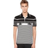 black and white striped man polo t-shirt